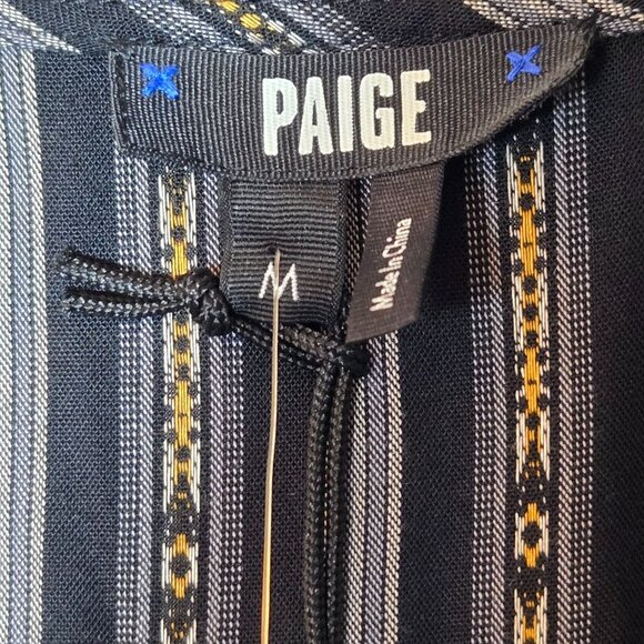 Paige Kaylynn Striped V-Neck Drawstring Waist Ruffle Dress M NWT - Picture 5 of 10